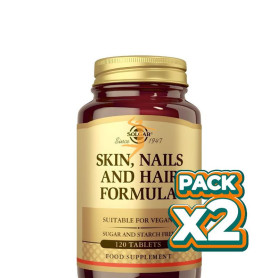 Pack 2x PELO, PIEL Y UÑAS CON BIOTINA 120 COMPRIMIDOS SOLGAR