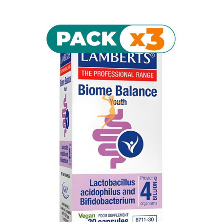 Pack 3x BIOME BALANCE YOUTH (JUVENTUD) 30 CÁPSULAS LAMBERTS