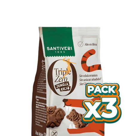 Pack 3x GALLETA JUNGLA CACAO TRIPLE ZERO 120Gr SANTIVERI