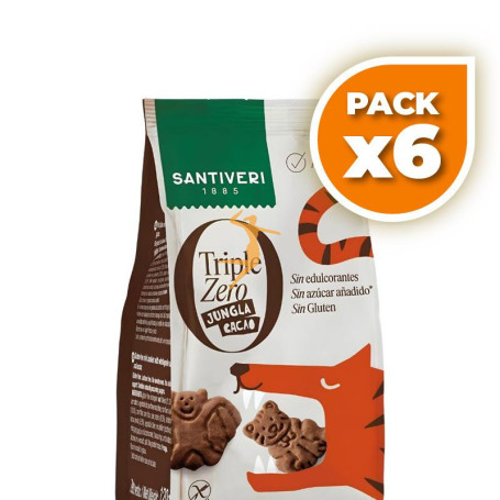 Pack 6x GALLETA JUNGLA CACAO TRIPLE ZERO 120Gr SANTIVERI