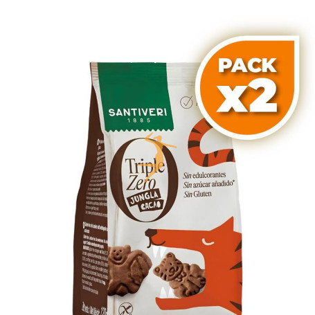 Pack 2x GALLETA JUNGLA CACAO TRIPLE ZERO 120Gr SANTIVERI