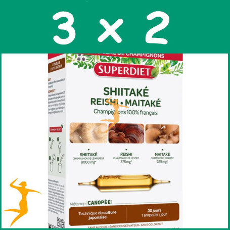Pack 3x2 SHIITAKE, REISHI Y MAITAKE 20 AMPOLLAS SUPERDIET