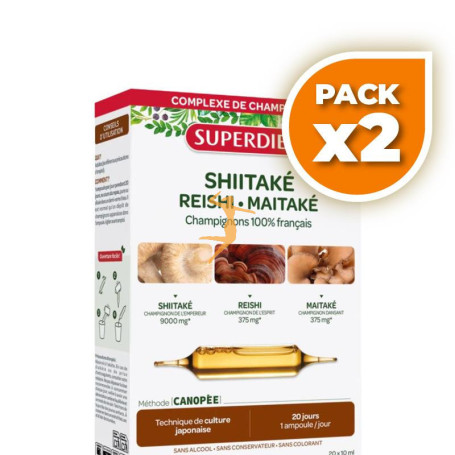 Pack 2x SHIITAKE, REISHI Y MAITAKE 20 AMPOLLAS SUPERDIET