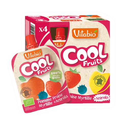 VITABIO COOL FRUITS MANZANA-FRESA-ARANDANOS BIO 4x90Gr. BABYBIO