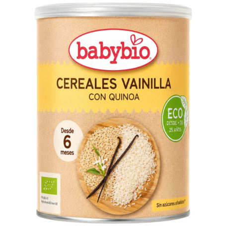 PAPILLA DE CEREALES CON QUINOA SABOR VAINILLA 220G BABYBIO