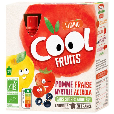 COOL FRUITS PURÉ DE MANZANA, FRESA Y ARÁNDANO 4X90G BABYBIO