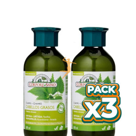 Pack 3x CHAMPÚ PARA CABELLOS GRASOS 300+300ML CORPORE SANO