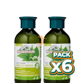 Pack 6x CHAMPÚ PARA CABELLOS GRASOS 300+300ML CORPORE SANO