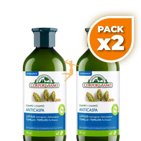 Pack 2x CHAMPÚ ANTICASPA 300+300ML CORPORE SANO