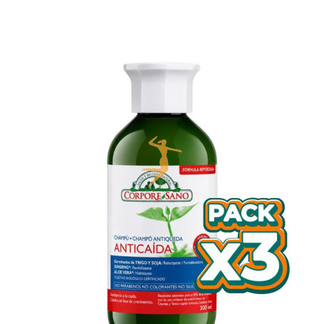 Pack 3x CHAMPÚ ANTICAÍDA 300Ml. CORPORE SANO