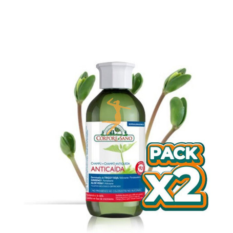 Pack 2x CHAMPÚ ANTICAÍDA 300Ml. CORPORE SANO