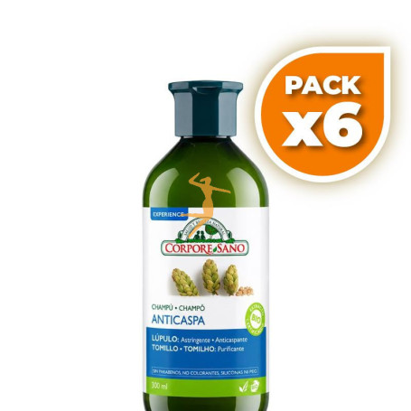 Pack 6x CHAMPÚ ANTICASPA 300Ml. CORPORE SANO