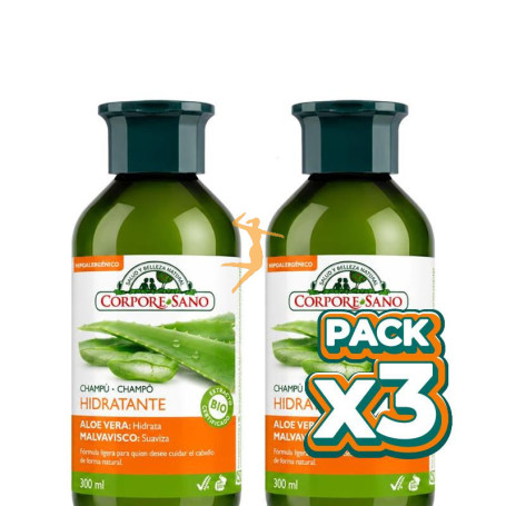 Pack 3x CHAMPÚ HIDRATANTE 300+300ML CORPORE SANO
