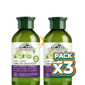 Pack 3x CHAMPÚ DE CAMOMILA CABELLOS DELICADOS 300+300ML CORPORE SANO