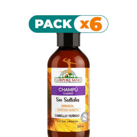 Pack 6x CHAMPÚ PARA CABELLOS TEÑIDOS SIN SULFATOS 300ML CORPORE SANO