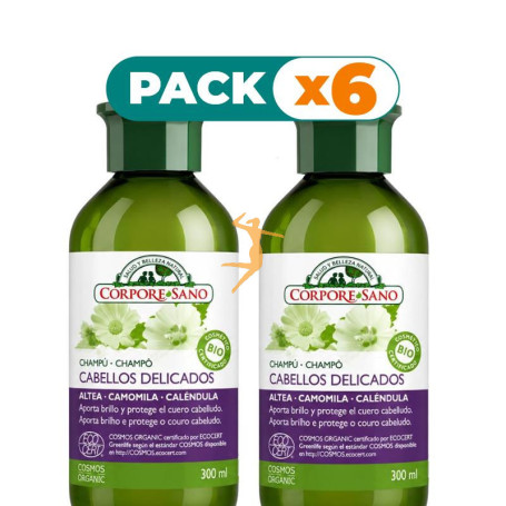Pack 6x CHAMPÚ DE CAMOMILA CABELLOS DELICADOS 300+300ML CORPORE SANO