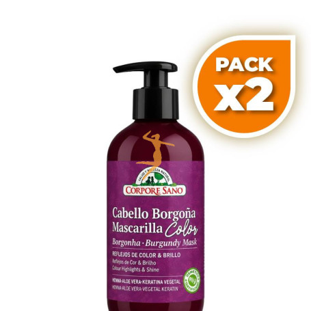 Pack 2x MASCARILLA PARA CABELLO BORGOÑA 280ML CORPORE SANO