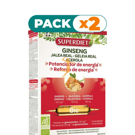 Pack 2x GINSENG JALEA REAL BIO 20 AMPOLLAS SUPERDIET
