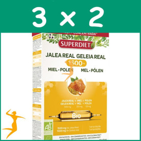 Pack 3x2 JALEA REAL MIEL + POLEN BIO 1500MG 20 AMPOLLAS SUPERDIET