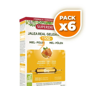 Pack 6x JALEA REAL MIEL + POLEN BIO 1500MG 20 AMPOLLAS SUPERDIET