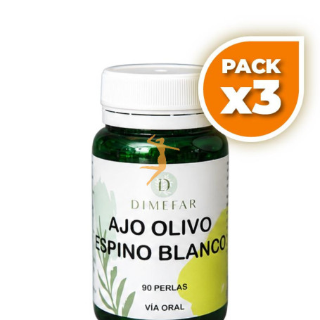 Pack 3x AJO + OLIVO + ESPINO BLANCO 90 PERLAS DIMEFAR