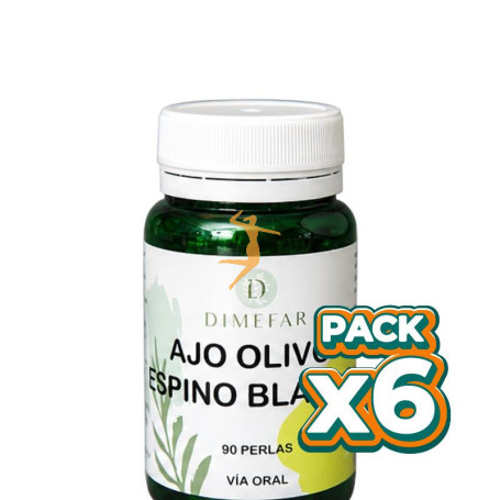 Pack 6x AJO + OLIVO + ESPINO BLANCO 90 PERLAS DIMEFAR
