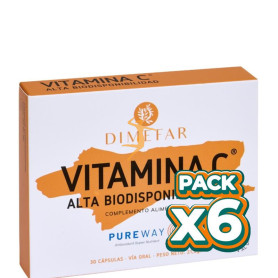 Pack 6x VITAMINA C-500 PUREWAY 30 CÁPSULAS DIMEFAR