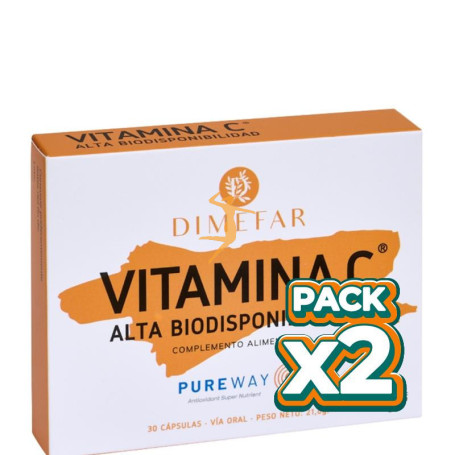 Pack 2x VITAMINA C-500 PUREWAY 30 CÁPSULAS DIMEFAR