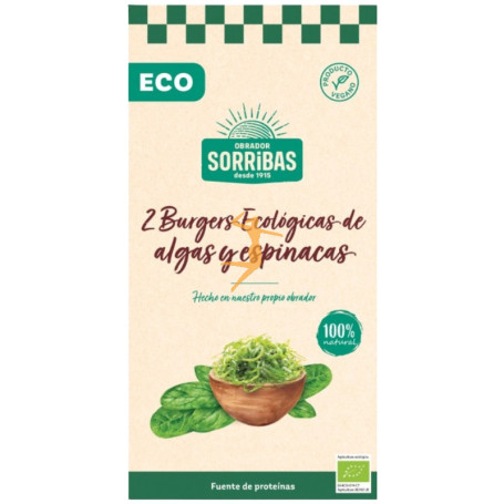 HAMBURGUESA DE ALGAS Y ESPINACAS 160G OBRADOR SORRIBAS