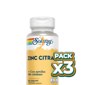 Pack 3x ZINC 25MG + SEMILLA DE CALABAZA 50MG 60 CÁPSULAS SOLARAY