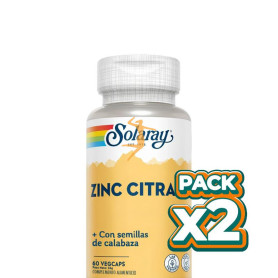 Pack 2x ZINC 25MG + SEMILLA DE CALABAZA 50MG 60 CÁPSULAS SOLARAY