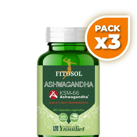 Pack 3x FITOSOL ASHWAGANDHA KSM66 60 CÁPSULAS YNSADIET