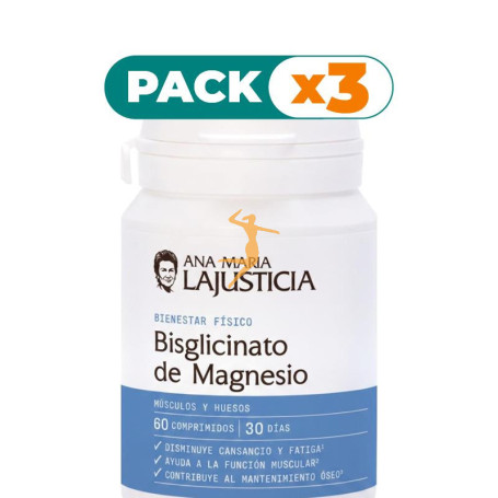 Pack 3x BISGLICINATO DE MAGNESIO 60 COMPRIMIDOS ANA MARÍA LAJUSTICIA
