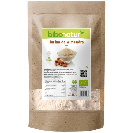HARINA DE ALMENDRA SIN GLUTEN BIO 400G BIBONATUR