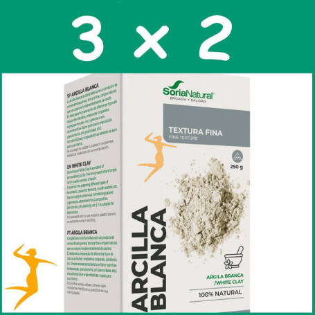 Pack 3x2 ARCILLA BLANCA 250Gr. SORIA NATURAL