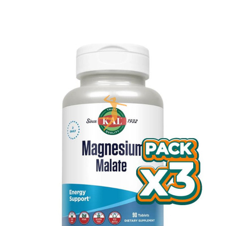 Pack 3x MAGNESIUM MALATE 400MG 90 COMPRIMIDOS KAL