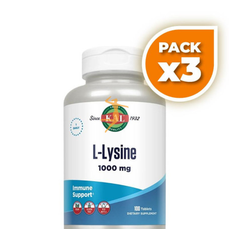 Pack 3x L-LYSINE 1000MG 100 COMPRIMIDOS KAL
