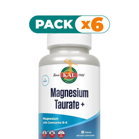 Pack 6x MAGNESIUM TAURATE 400MG + B6 90 COMPRIMIDOS KAL