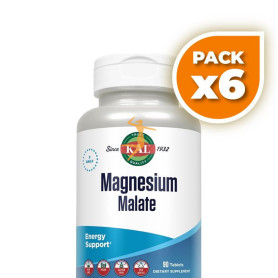 Pack 6x MAGNESIUM MALATE 400MG 90 COMPRIMIDOS KAL