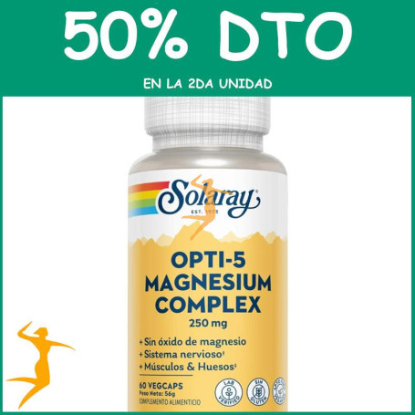 OPTI-5 MAGNESIUM COMPLEX 60 CÁPSULAS VEGETALES SOLARAY OFERTA 2 UD
