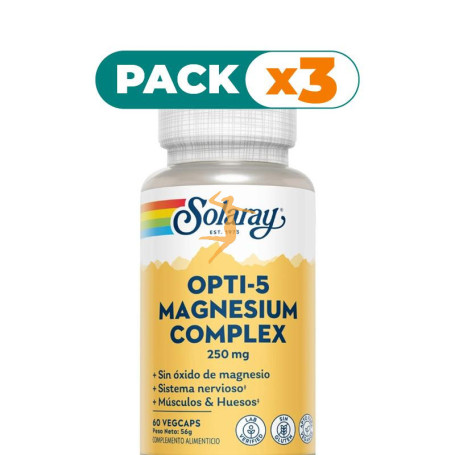 Pack 3x OPTI-5 MAGNESIUM COMPLEX 60 CÁPSULAS VEGETALES SOLARAY
