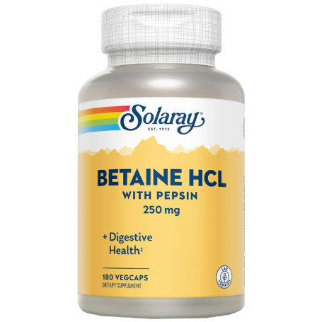 BETAIN HCL CON PEPSINA 250MG 180 CÁPSULAS VEGETALES SOLARAY