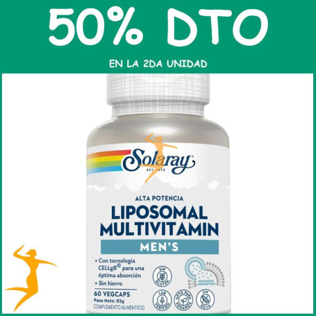 MULTIVITAMÍNICO LIPOSOMAL PARA HOMBRES 60 CÁPSULAS SOLARAY OFERTA 2 UD