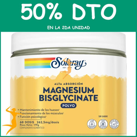 BISGLICINATO DE MAGNESIO EN POLVO 179G SOLARAY OFERTA 2 UD