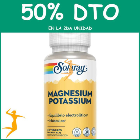 MAGNESIO Y POTASIO 60 CÁPSULAS VEGETALES SOLARAY OFERTA 2 UD