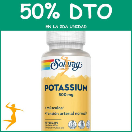 POTASIO 500MG 60 CÁPSULAS VEGETALES SOLARAY OFERTA 2 UD