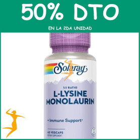 L-LYSINE Y MONOLAURIN 60 CÁPSULAS VEGETALES SOLARAY OFERTA 2 UD