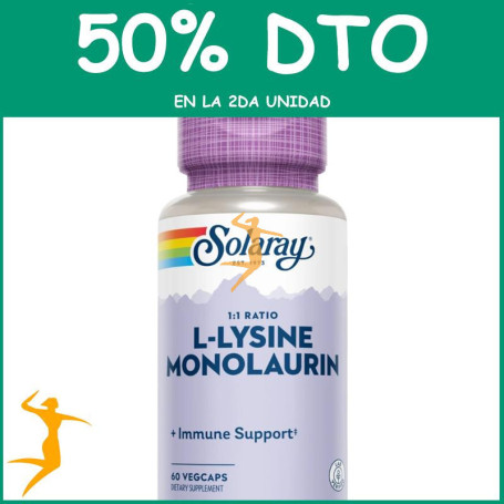 L-LYSINE Y MONOLAURIN 60 CÁPSULAS VEGETALES SOLARAY OFERTA 2 UD