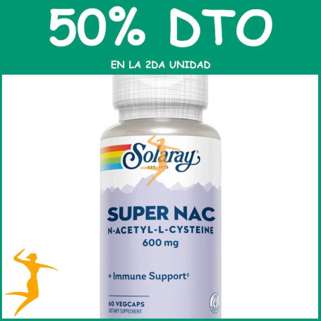 SUPER NAC 600MG 60 CÁPSULAS VEGETALES SOLARAY OFERTA 2 UD