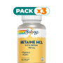Pack 3x BETAIN HCL CON PEPSINA 250MG 180 CÁPSULAS VEGETALES SOLARAY